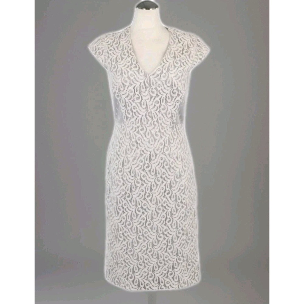 Reiss Edina Gray & White Lace Overlay Shift Dress Sz 2 Simply‎ Classy